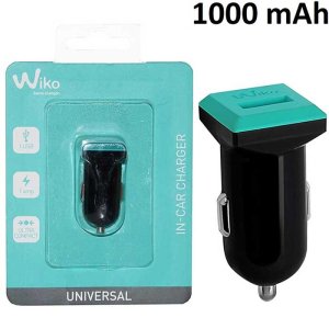 CARICATORE AUTO 1000mAh CON 1 PORTA USB COLORE NERO WKPWDC1U1AS1 WIKO ORIGINALE IN BLISTER