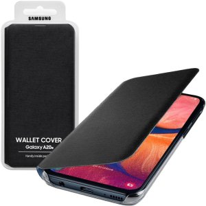 CUSTODIA ORIGINALE per SAMSUNG GALAXY A20e (SM-A202) - WALLET COVER COLORE NERO EF-WA202PBEGWW BLISTER