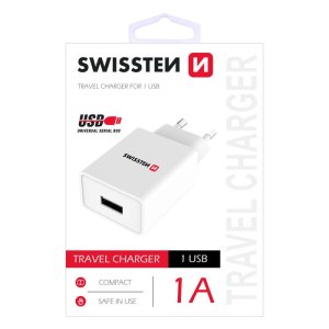 CARICATORE DA RETE 1000mAh CON 1 PORTA USB COLORE BIANCO 22036000 SWISSTEN BLISTER