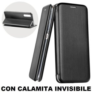 CUSTODIA per XIAOMI MI A3, MI CC9e - FLIP ORIZZONTALE CON INTERNO IN TPU SILICONE, STAND E CHIUSURA MAGNETICA COLORE NERO