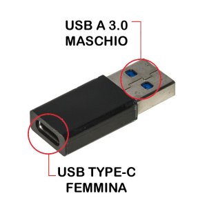 ADATTATORE LKADAT114 LINK DA USB TIPO A 3.0 MASCHIO A TYPE-C FEMMINA COLORE NERO - ATTENZIONE: Non compatibile con Apple!