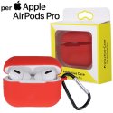 CUSTODIA IN GEL TPU SILICONE PER APPLE AIRPODS PRO CON MOSCHETTONE E FORO PER RICARICA COLORE ROSSO BLISTER