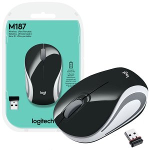MINI MOUSE OTTICO WIRELESS 2.4GHz USB 2.0 M187 LOGITECH RISOLUZIONE 1000DPI E RAGGIO DI AZIONE 10 METRI NERO, BIANCO E GRIGIO