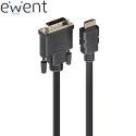CAVO ADATTATORE HDMI MASCHIO TIPO A 19 PIN A DVI-D MASCHIO 18+1 PIN - LUNGHEZZA CAVO 2MT COLORE NERO EC1350 EWENT