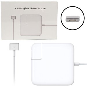 CARICATORE DA RETE PER APPLE MAGSAFE 2 CON CONNETTORE MAGNETICO A "T" 5 PIN 45W 3050 mAh COLORE BIANCO TECNO BLISTER