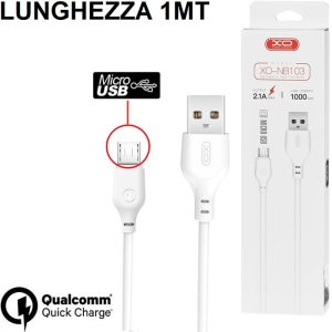 CAVO MICRO USB CON SUPPORTO DI RICARICA QUICK CHARGER - LUNGHEZZA 1 MT COLORE BIANCO XO NB103 BLISTER
