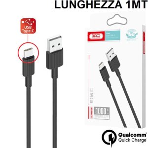CAVO USB TYPE-C CON SUPPORTO DI RICARICA QUICK CHARGER - LUNGHEZZA 1 MT COLORE NERO XO NB156 BLISTER