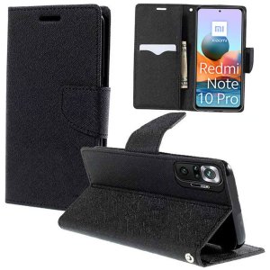 CUSTODIA per XIAOMI REDMI NOTE 10 PRO, NOTE 10 PRO MAX - FLIP ORIZZONTALE CON INTERNO IN TPU, STAND E CHIUSURA MAGNETICA NERO