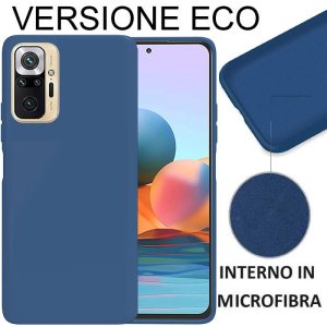 CUSTODIA per XIAOMI REDMI NOTE 10 PRO, NOTE 10 PRO MAX SILICONE CON EFFETTO SOFT TOUCH ED INTERNO IN MICROFIBRA BLU ECO