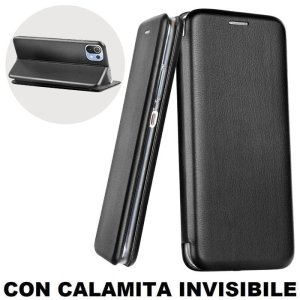 CUSTODIA per XIAOMI MI 11 LITE (5G/4G) - FLIP ORIZZONTALE CON INTERNO IN TPU SILICONE, STAND E CHIUSURA MAGNETICA COLORE NERO