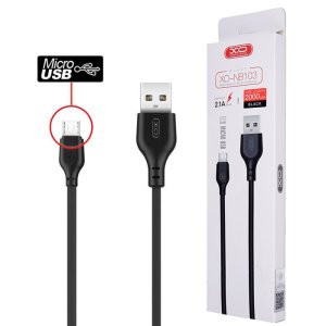 CAVO MICRO USB CON SUPPORTO DI RICARICA QUICK CHARGER (MAX 2.1A) - LUNGHEZZA 2 MT COLORE NERO XO NB103 BLISTER