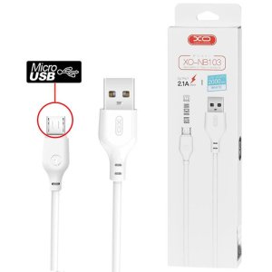 CAVO MICRO USB CON SUPPORTO DI RICARICA QUICK CHARGER (MAX 2.1A) - LUNGHEZZA 2 MT COLORE BIANCO XO NB103 BLISTER