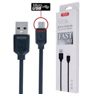 CAVO MICRO USB CON SUPPORTO DI RICARICA QUICK CHARGER (MAX 2.1A) - LUNGHEZZA 1 MT COLORE NERO XO NB36 BLISTER