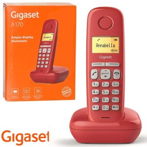 CORDLESS CON DISPLAY IDENTIFICATIVO CHIAMANTE E CRONOLOGIA DELLE CHIAMATE COLORE ROSSO A170 GIGASET BLISTER