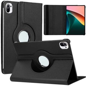 CUSTODIA per XIAOMI PAD 5, PAD 5 PRO (11") - BOOK IN SIMILPELLE GIREVOLE CON STAND E CHIUSURA CON ELASTICO COLORE NERO