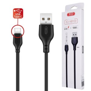 CAVO USB TYPE-C CON SUPPORTO DI RICARICA QUICK CHARGER (MAX 2.1A) - LUNGHEZZA 1 MT COLORE NERO XO NB103 BLISTER