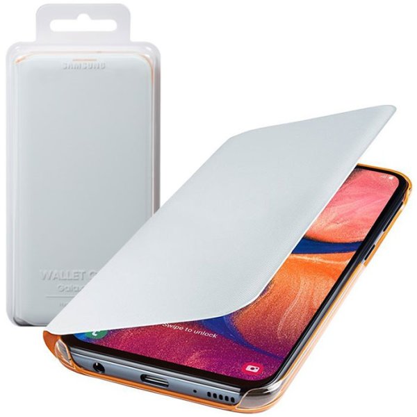 CUSTODIA ORIGINALE per SAMSUNG GALAXY A20e (SM-A202) - WALLET COVER COLORE BIANCO EF-WA202PWEGWW BLISTER