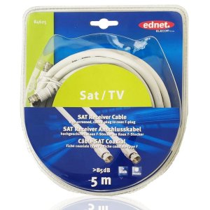 CAVO ANTENNA TV SATELLITARE TIPO F MASCHIO/MASCHIO LUNGHEZZA 5 METRI COLORE BIANCO EDNET. 84625 BLISTER