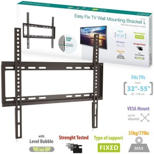 SUPPORTO A MURO UNIVERSALE FISSO ULTRASOTTILE PER TV DA 32" A 55" MAX 35KG COLORE NERO EWENT EW1502 - ATTENZIONE..