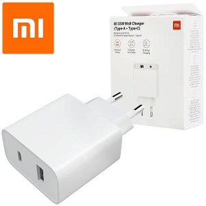 CARICATORE DA RETE 33W FAST CHARGING ORIGINALE XIAOMI CON 1 PORTA TYPE-C + 1 PORTA USB BIANCO BHR4996GL Mi 33W BLISTER