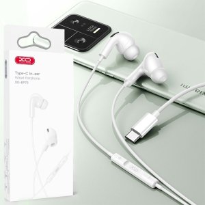 AURICOLARE STEREO con CONNETTORE TYPE-C - GOMMINI E MICROFONO - LUNGHEZZA CAVO 1.2 MT COLORE BIANCO XO-EP73 BLISTER