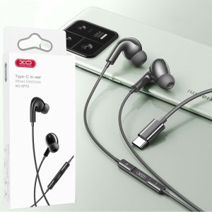 AURICOLARE STEREO con CONNETTORE TYPE-C - GOMMINI E MICROFONO - LUNGHEZZA CAVO 1.2 MT COLORE NERO XO-EP73 BLISTER