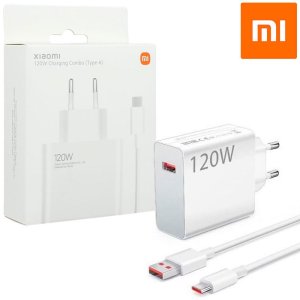 CARICATORE DA RETE 120W SUPER VELOCE ORIGINALE XIAOMI CON 1 PORTA USB + CAVO USB/TYPE-C COLORE BIANCO BHR6034EU