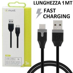 CAVO USB TYPE-C 3.1 - LUNGHEZZA 1 MT COLORE NERO MUVIT MUUSC0147 BLISTER