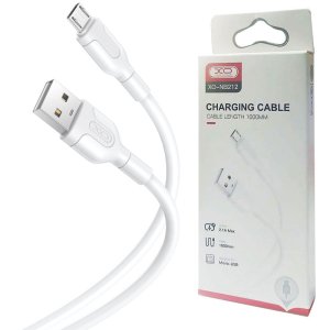 CAVO MICRO USB CON SUPPORTO DI RICARICA QUICK CHARGER (MAX 2.1A) - LUNGHEZZA 1 MT COLORE BIANCO XO NB212 BLISTER