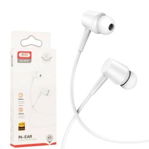 AURICOLARE STEREO con CONNETTORE JACK 3,5mm - GOMMINI, TASTO DI RISPOSTA E MICROFONO COLORE BIANCO XO-EP57 BLISTER