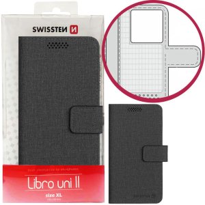 CUSTODIA FLIP ORIZZONTALE UNIVERSALE NERO con FISSAGGIO ADESIVO - MISURA XL (158x80mm) 39000211 SWISSTEN - MODELLO II