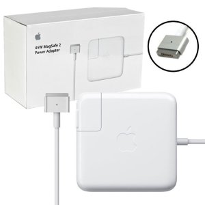 CARICATORE ORIGINALE DA RETE PER APPLE MAGSAFE 2 CON CONNETTORE MAGNETICO A "T" 45W 3050 mAh COLORE BIANCO MD592Z/A BLISTER