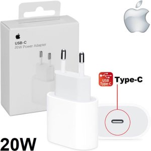 CARICATORE DA RETE 20W ORIGINALE APPLE CON 1 PORTA TYPE-C COLORE BIANCO A2347 MUVV3ZM/A BLISTER