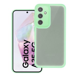 CUSTODIA per SAMSUNG GALAXY A35 - RIGIDA CON CORNICE IN TPU, PROTEZIONE FOTOCAMERE E DETTAGLI CROMATI COLORE VERDE