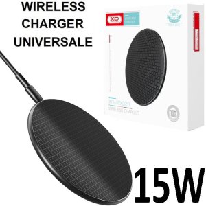 ALIMENTATORE WIRELESS 15W COMPATIBILE CON TUTTI I DISPOSITIVI DOTATI DI TECNOLOGIA QI CON INDICATORE LED COLORE NERO XO WX020