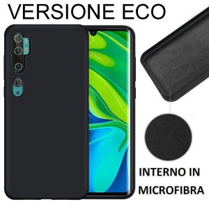 CUSTODIA per XIAOMI MI NOTE 10, MI CC9 PRO - IN SILICONE CON EFFETTO SOFT TOUCH ED INTERNO IN MICROFIBRA NERO VERSIONE ECONOMICA