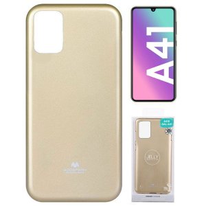 CUSTODIA per SAMSUNG GALAXY A41 (SM-A415) - IN TPU SILICONE COLORE ORO LUCIDO CON GLITTER ALTA QUALITA' MERCURY BLISTER