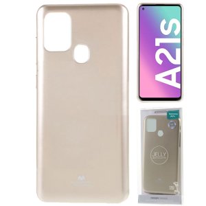 CUSTODIA per SAMSUNG GALAXY A21s (SM-A217) IN GEL TPU SILICONE COLORE ORO LUCIDO ALTA QUALITA' MERCURY BLISTER