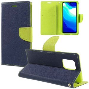 CUSTODIA per XIAOMI MI 10 LITE (5G) - FLIP ORIZZONTALE CON INTERNO IN TPU, PORTA CARTE E CHIUSURA MAGNETICA COLORE BLU