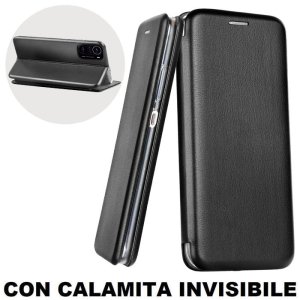 CUSTODIA per XIAOMI REDMI K40, K40 PRO, MI 11i, POCO F3 - FLIP ORIZZONTALE CON INTERNO IN TPU SILICONE E CHIUSURA MAGNETICA NERO