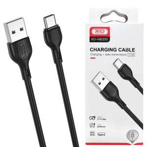 CAVO USB TYPE-C CON SUPPORTO DI RICARICA QUICK CHARGER (MAX 2.1A) - LUNGHEZZA 2 MT COLORE NERO XO NB200 BLISTER