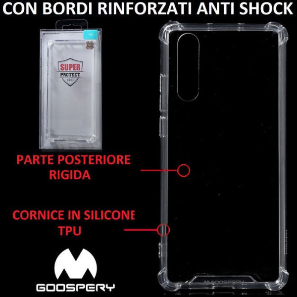 CUSTODIA per HUAWEI P30 - PARTE POSTERIORE RIGIDA, CORNICE IN SILICONE TRASPARENTE E BORDI RINFORZATI ANTI SHOCK MERCURY