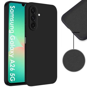 CUSTODIA per SAMSUNG GALAXY A26 (5G) IN SILICONE COLORE NERO CON EFFETTO SOFT TOUCH E INTERNO IN MICROFIBRA