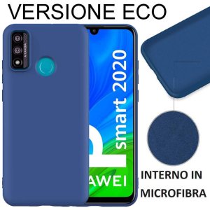 CUSTODIA per HUAWEI P SMART 2020 - IN SILICONE EFFETTO SOFT TOUCH ED INTERNO IN MICROFIBRA COLORE BLU VERSIONE ECONOMICA
