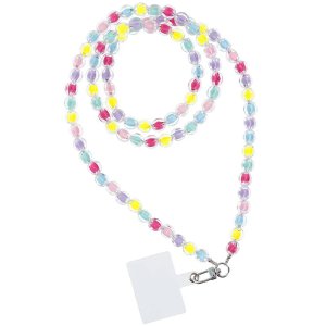 COLLANINA UNIVERSALE PER SMARTPHONE CON PERLINE MULTICOLOR E FISSAGGIO CON LINGUETTA