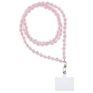 COLLANINA UNIVERSALE PER SMARTPHONE CON PERLINE COLORE ROSA E FISSAGGIO CON LINGUETTA