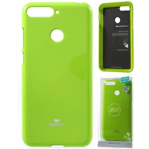 CUSTODIA per HUAWEI HONOR 7A, Y6 PRIME 2018 IN GEL TPU SILICONE COLORE VERDE LUCIDO CON GLITTER ALTA QUALITA' MERCURY BLISTER