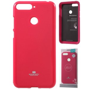 CUSTODIA per HUAWEI HONOR 7A, Y6 PRIME 2018 IN GEL TPU SILICONE COLORE FUCSIA LUCIDO CON GLITTER ALTA QUALITA' MERCURY BLISTER