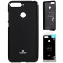 CUSTODIA per HUAWEI HONOR 7A, Y6 PRIME 2018 IN GEL TPU SILICONE COLORE NERO LUCIDO CON GLITTER ALTA QUALITA' MERCURY BLISTER