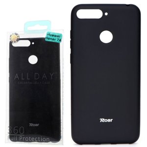 CUSTODIA per HUAWEI HONOR 7A, Y6 PRIME 2018, HONOR 7A PRO IN GEL TPU SILICONE COLORE NERO ALTA QUALITA' ROAR COLORFUL